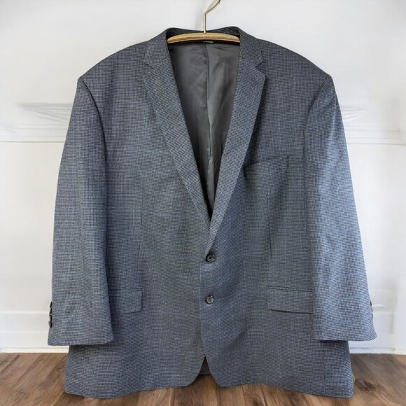 RALPH‎ Ralph Lauren Gray Teal Houndstooth Silk Wool Blazer/Sport Coat